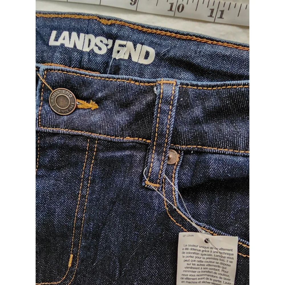 Lands' End Women Dark Denim Mid Rise Straight Jeans Sz 8 - Picture 10 of 14